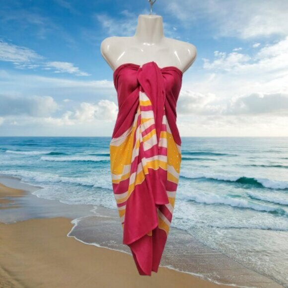 Womens Sarong Cotton Wrap, Handpainted Batik Wrapskirt Beach Pareo Beachwear-NEW - Picture 5 of 5